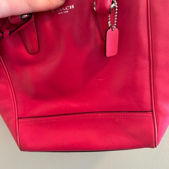 Coach Legacy Mini Tanner Satchel Bag Pink Scarlet Purse Leather Tassel Handbag - Picture 4 of 8